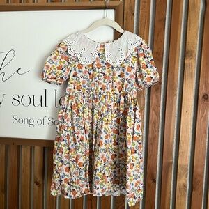 Floral Kids Dress with White Collar
